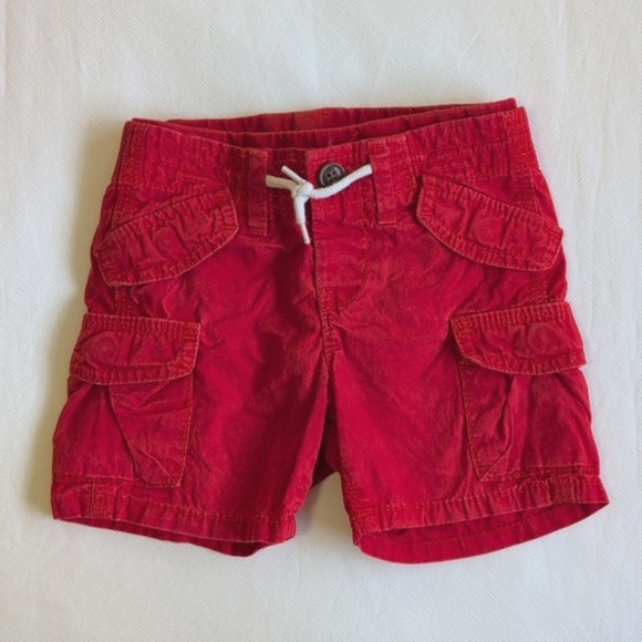 babyGap red cotton twill pull-on cargo utility shorts 12-18 months baby boy - Picture 1 of 6